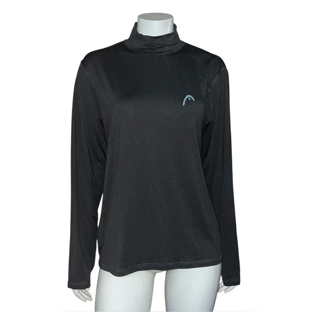 Head Activewear Men's Pullover Gray Long Sleeve Turtleneck Stretch Shirt EUC